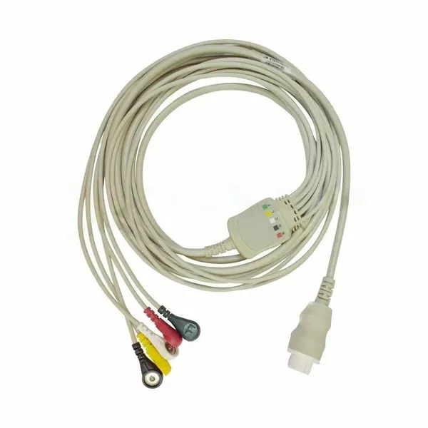 5 Lead ECG Cable Compatible with HP 12 pin Snap type