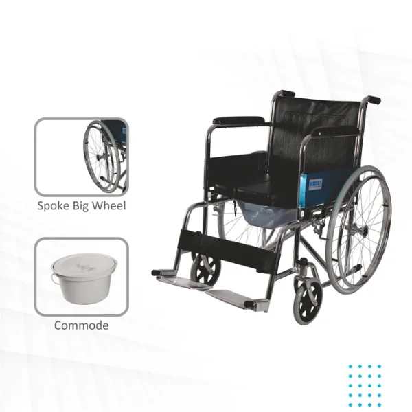 Comfort Lite Wheelchair with Commode _ Back Rest and Arm Rest 3