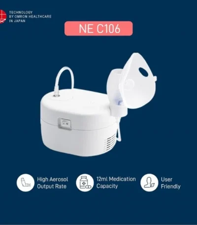 Omron Compressor Nebulizer NEC-106 Ultra Compact & Low Noise For Child & Adult White