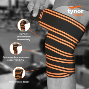 Tynor Weight Lifting Knee Wrap for Support and Stability (S,M,L,XL,XXL) - Image 3