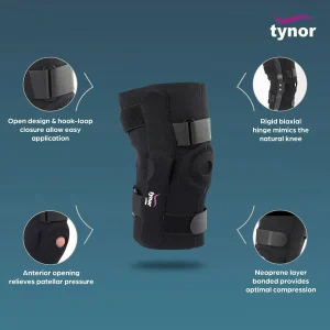 Tynor Knee Wrap Hinged (Neo) for Children, Black - Image 4