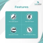 Healthshine Commode Chair Foldable Frame Wheelchair with Removable Armrests, Cushion, Lid for Commode & Leg Rest (Blue) Model No. - HS692 - Image 4