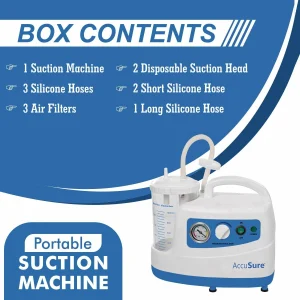 AccuSure Premium Quality Electric Oil-Free Low Noise Single Jar Portable Phlegm Suction Machine - Image 4