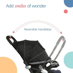 Luvlap Galaxy Stroller/Pram (Navy/Black) & Adore Baby Carrier with 3 Carry Positions, for 6 to 24 Months Baby, (Grey) - Image 4
