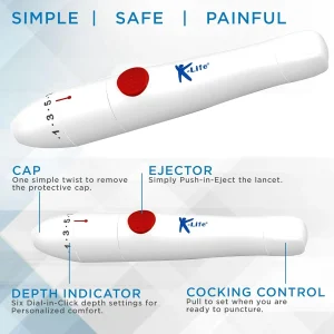 K-Life Pain-free Adjustable Lancing Device (White) - Image 4