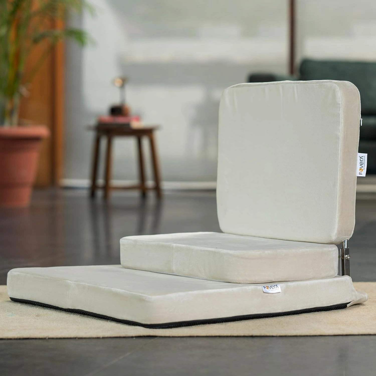 FOVERA Foldable Meditation Chair with SS Frame & Washable Cover Light