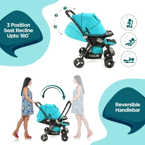 LuvLap Galaxy Stroller/Pram, 0-3 Years (Green/Black) & Royal Baby Hip Seat Carrier with 4 Carry Positions, for 4 to 24 Months, Max Weight Up to 12 Kgs (Purple) - Image 4