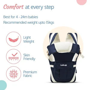 LuvLap Comfy Baby Walker & Rocker with Parental Push Handle Cushioned Walker for Baby 6-18months (Blue) & Elegant Baby Carrier with 4 Carry Positions, (Dark Blue) - Image 5