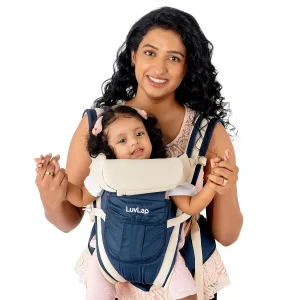 LuvLap Comfy Baby Walker & Rocker with Parental Push Handle Cushioned Walker for Baby 6-18months (Blue) & Elegant Baby Carrier with 4 Carry Positions, (Dark Blue) - Image 7