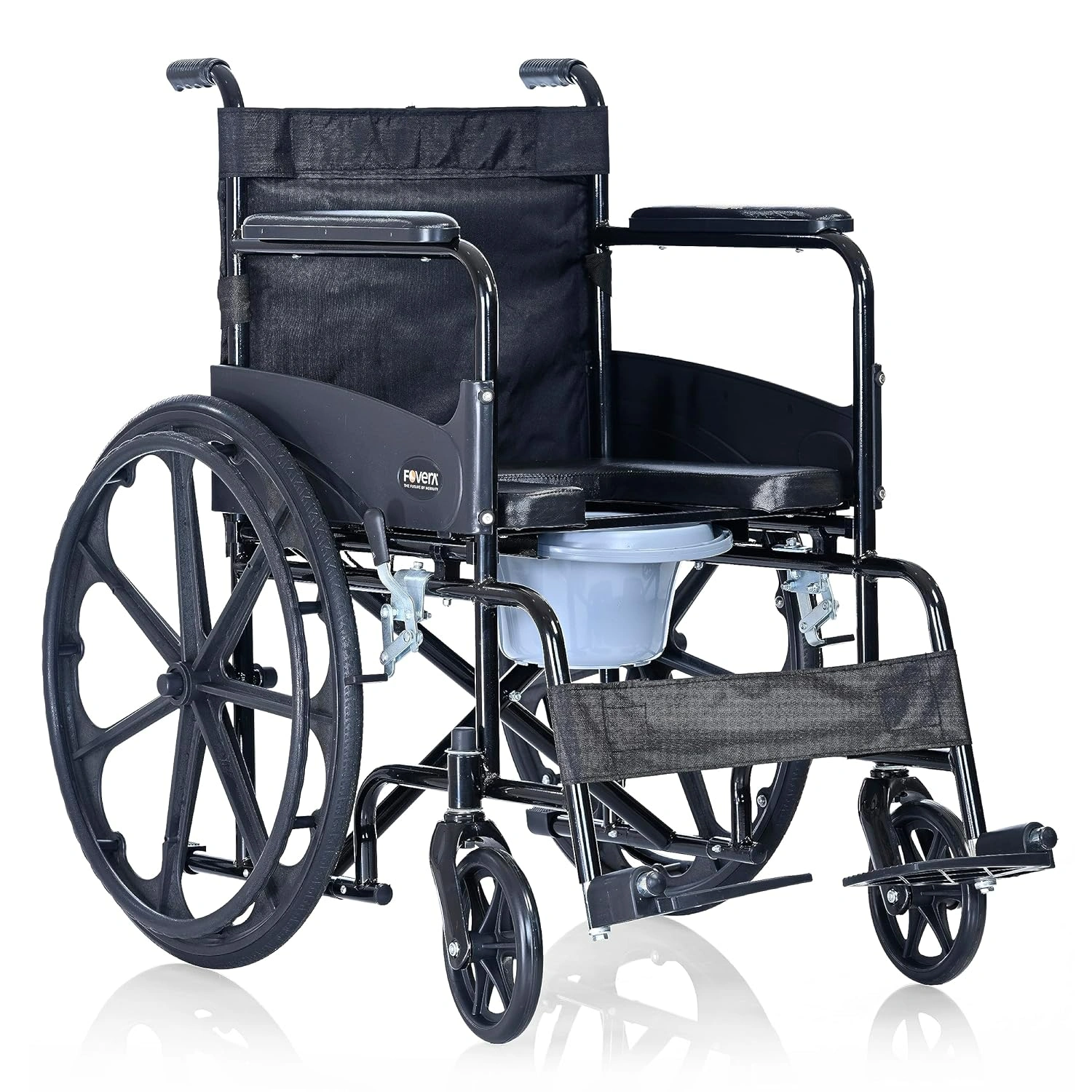 FOVERA 3 in 1 Foldable Wheelchair with Attendant Brakes, Lightweight