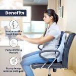 HEATRONICS™ Large Gel Infused Memory Foam Back Support for Chair & Car Seat - Orthopedic Lumbar Support Memory Foam Backrest Cushion - Comfortable Back Pillow for Sitting | 1 year warranty |Online Demostration & Installation | Made in India.