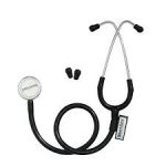 IntelliMED Atomic II-SS Stethoscope, 5 Year Warranty, Stainless steel stethoscope with refined acoustic clarity, sensitivity and sound transmission, stethoscope for doctors and medical students (Black)