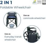 MEDIKART Foldable Wheelchair 2 in 1 for Regular & Commode Use | Portable with Removable Top-seat for Commode Usage | Comfortable Seating and Upto 120Kg+ Weight Capacity | Made in India - Image 4