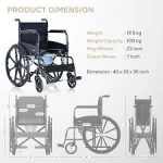 MEDIKART Foldable Wheelchair 2 in 1 for Regular & Commode Use | Portable with Removable Top-seat for Commode Usage | Comfortable Seating and Upto 120Kg+ Weight Capacity | Made in India - Image 7