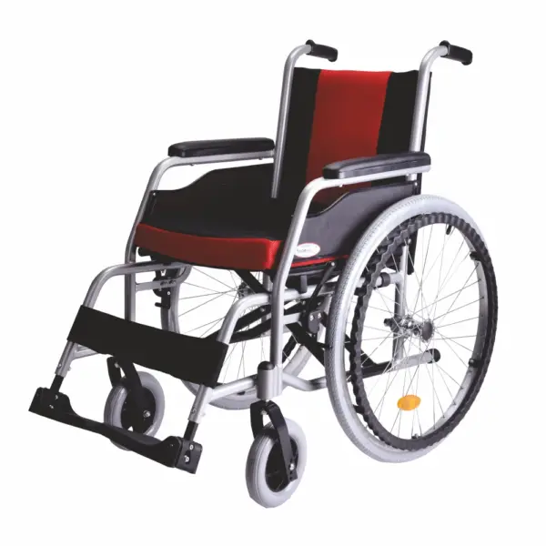 Superio Aluminium Wheelchair with Fixed Wheels & Plastic Rim | Fixed Armrest | Foldable | Weight Bearing Capacity 110kg (Multicolor)