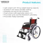Superio Aluminium Wheelchair with Fixed Wheels & Plastic Rim | Fixed Armrest | Foldable | Weight Bearing Capacity 110kg (Multicolor) - Image 3