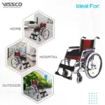 Superio Aluminium Wheelchair with Fixed Wheels & Plastic Rim | Fixed Armrest | Foldable | Weight Bearing Capacity 110kg (Multicolor) - Image 5