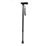 Vissco Avanti T-Shaped Aluminum Walking Stick for Elderly and Physically Challenged, Lightweight Walking Cane, Height Adjustable, Anti-Slip Rubber Shoes for Men and Women (Universal, Black)