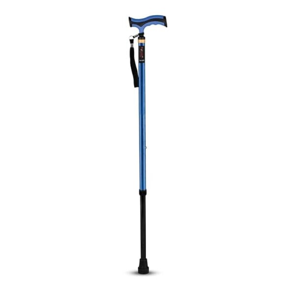 Vissco Avanti Plus T-Shaped Aluminum Single Walking Stick for Elderly & Those Physically Challenged, Lightweight & Height Adjustable with Big Shoe for Better Grip- Universal(Grey)