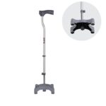 Vissco Avanti L Shape Quadripod Walking Stick (Aluminium) for Elderly and Physically Challenged, 4 Leg Anti-Slip Base, Lightweight, Height Adjustable Walking Cane for Men and Women (Universal, Grey) - Image 2