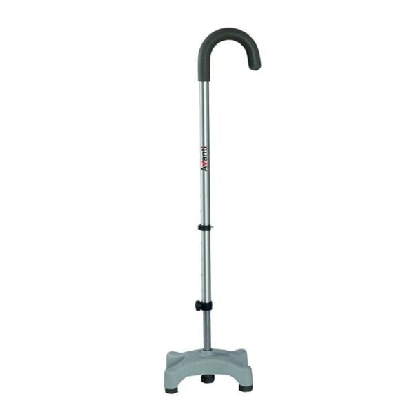 Vissco Avanti U Shape Quadripod Walking Stick for Elderly and Physically Challenged, 4 Leg Anti-Slip Base, Lightweight, Height Adjustable Walking Cane for Men and Women (Universal, Grey)