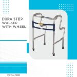 Vissco Dura Step Walker (Aluminium) with Wheel, Foldable Walking Aid, Adjustable Height, Light Weight With Premium Grade Rubber Shoes and PVC Grip (Grey) - Image 6