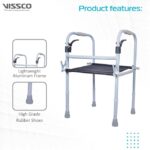 Vissco Dura Step Walker with Seat, Foldable Walking Aid, Adjustable Height, Light Weight, With Premium Grade Rubber Shoes and PVC Grip (Grey) - Image 3