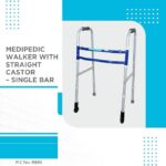 Vissco Medipedic Walker With Straight Castor (Double Bar),Walker for Elderly & Physically Challenged,Foldable,Light Weight & Height Adjustable,Made with High Grade Rubber Shoes & PVC Grip-Universal(Grey) - Image 6