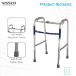 Vissco Dura Reciprocal Walker (Aluminium) for Elderly & Physically Challenged, Foldable,Light Weight & Adjustable Height (Grey) - Image 5