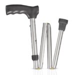 Vissco Avanti Folding L Shape Aluminium Walking Stick for Elderly and Physically Challenged, Lightweight, Height Adjustable Walking Cane for Men and Women, Premium Rubber Shoes (Universal, Grey)
