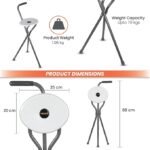Vissco Avanti Walking Stick with Foldable Seat for Elderly and Physically Challenged, L Shape Handle, Lightweight, Adjustable Walking Cane for Men and Women, Anti-Slip Rubber Shoes (Universal, Grey) - Image 6
