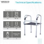 Vissco Dura Step Walker with Seat, Foldable Walking Aid, Adjustable Height, Light Weight, With Premium Grade Rubber Shoes and PVC Grip (Grey) - Image 5
