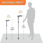 Vissco Avanti Folding L Shape Aluminium Walking Stick for Elderly and Physically Challenged, Lightweight, Height Adjustable Walking Cane for Men and Women, Premium Rubber Shoes (Universal, Grey) - Image 2