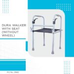 Vissco Dura Step Walker with Seat, Foldable Walking Aid, Adjustable Height, Light Weight, With Premium Grade Rubber Shoes and PVC Grip (Grey) - Image 2