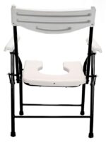 Folding Elderly Disabled Man And Pregnant Woman Stainless Steel Shower And Bathing Room Mobile Commode Chair With Toilet Seat Comfortable Safe(110 KG Capacity) - Image 3