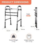 Vissco Dura Max Aluminium Walker for Elderly and those Physically Challenged, Foldable, Light Weight & Height Adjustable Walking Aid - with Premium Grade Rubber Shoes and PVC Grip - Universal (Grey) - Image 6