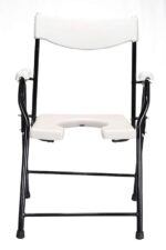 Folding Elderly Disabled Man And Pregnant Woman Stainless Steel Shower And Bathing Room Mobile Commode Chair With Toilet Seat Comfortable Safe(110 KG Capacity) - Image 4