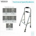 Vissco Aluminium Dura Hemiplegic Walker- Green, Foldable, Light Weight Walking Aid- Made with Premium Grade Rubber Shoes and PVC Grip - Image 3