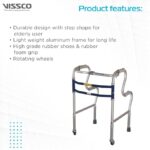 Vissco Dura Step Walker (Aluminium) with Wheel, Foldable Walking Aid, Adjustable Height, Light Weight With Premium Grade Rubber Shoes and PVC Grip (Grey) - Image 2