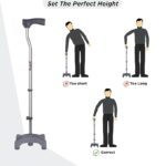 Vissco Avanti L Shape Quadripod Walking Stick (Aluminium) for Elderly and Physically Challenged, 4 Leg Anti-Slip Base, Lightweight, Height Adjustable Walking Cane for Men and Women (Universal, Grey) - Image 3