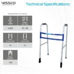 Vissco Medipedic Walker With Straight Castor (Double Bar),Walker for Elderly & Physically Challenged,Foldable,Light Weight & Height Adjustable,Made with High Grade Rubber Shoes & PVC Grip-Universal(Grey) - Image 5
