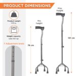 Vissco Medipedic Quadripod Walking Stick for Seniors and Patients, Best Stability 4-Leg Anti-Slip Base, Powder Coated, Height Adjustable Walking Cane for Men and Women, Lightweight and Durable - Image 7
