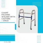 Vissco Champ Folding Walker for Childrens With Castors(Wheels), Foldable, Light Weight, Height Adjustable Walking Aid, Weight Capacity 80kg, Made with High Grade Rubber Shoes & Foam Grip -Universal(Grey) - Image 2