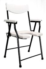 Folding Elderly Disabled Man And Pregnant Woman Stainless Steel Shower And Bathing Room Mobile Commode Chair With Toilet Seat Comfortable Safe(110 KG Capacity) - Image 2