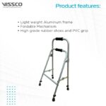 Vissco Aluminium Dura Hemiplegic Walker- Green, Foldable, Light Weight Walking Aid- Made with Premium Grade Rubber Shoes and PVC Grip - Image 2