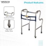 Vissco Dura Step Walker (Aluminium) with Wheel, Foldable Walking Aid, Adjustable Height, Light Weight With Premium Grade Rubber Shoes and PVC Grip (Grey) - Image 4