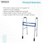 Vissco Medipedic Walker With Straight Castor (Double Bar),Walker for Elderly & Physically Challenged,Foldable,Light Weight & Height Adjustable,Made with High Grade Rubber Shoes & PVC Grip-Universal(Grey) - Image 2