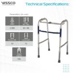 Vissco Dura Reciprocal Walker (Aluminium) for Elderly & Physically Challenged, Foldable,Light Weight & Adjustable Height (Grey) - Image 3
