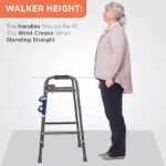 Vissco Medipedic Double Bar Walker Lightweight Height Adjustable Walking Aid for Elderly Physically Challenged Foldable Frame with Anti Slip Rubber Shoes PVC Grip Universal (Grey) - Image 4