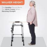 Vissco Dura Max Aluminium Walker for Elderly and those Physically Challenged, Foldable, Light Weight & Height Adjustable Walking Aid - with Premium Grade Rubber Shoes and PVC Grip - Universal (Grey) - Image 4